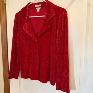 Christopher & Banks Small Like NEW! Vibrant Red Rose Textured Blazer